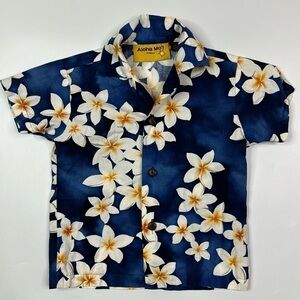 Aloha Mo'i Blue Hawaiian Short Sleeve Button Up Shirt Size 1 Kids